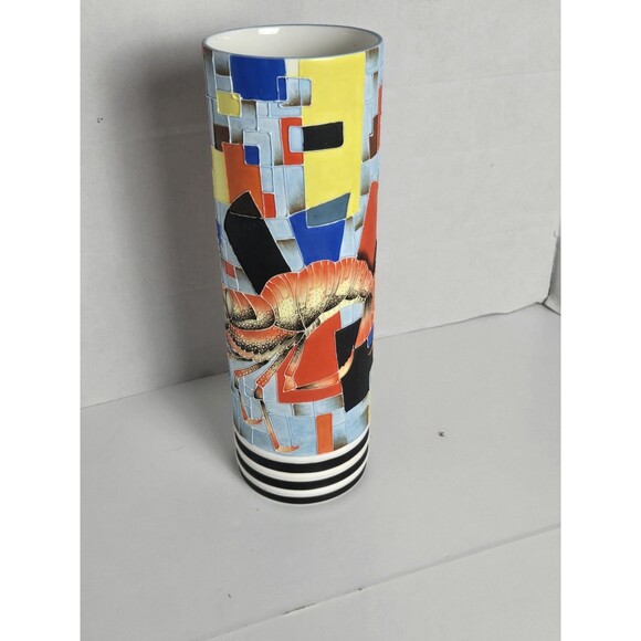 Minh Long Limited Edition  decorative vase featuring a colorful, mosaic-like... - Picture 2 of 7
